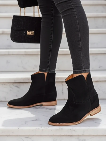 Royalfashion Bottes de style cowboy sur un talon compensé couvert Blueston
