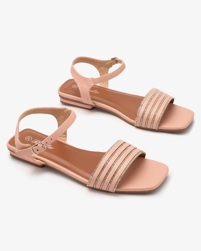 Royalfashion Sandales plates roses pour femme avec zircons Lubrus