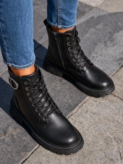 Royalfashion Bottines pour femmes en cuir éco Enoll