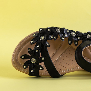 Sandales pour femmes noires à fleurs Aflori - Footwear