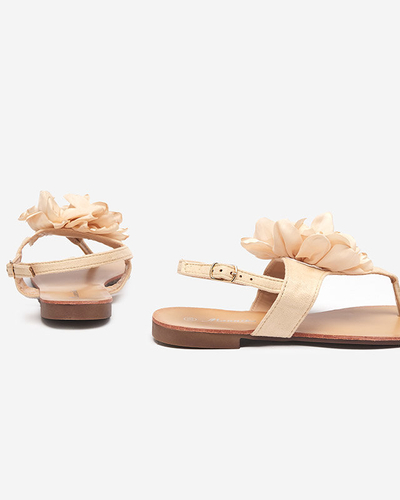 Sandales beiges pour femmes avec une fleur Nerikala - Chaussures