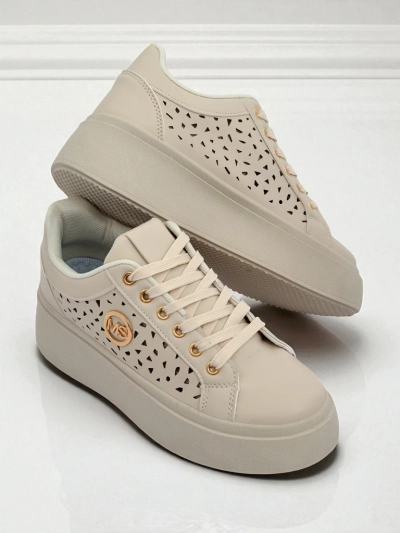 Sneakers Écrues à plateforme pour femmes Boreas Royalfashion en cuir écologique
