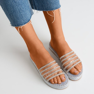 Chaussons transparents bleu clair avec zircone cubique Noumeia - Footwear