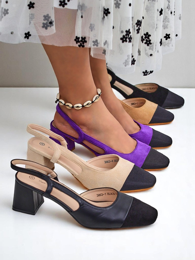 Royalfashion Escarpins pour femmes à talons bas avec bout décoratif Eleganzo