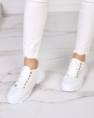 OUTLET Baskets blanches et écrues à semelle plus haute pour femme Mytiko - Footwear