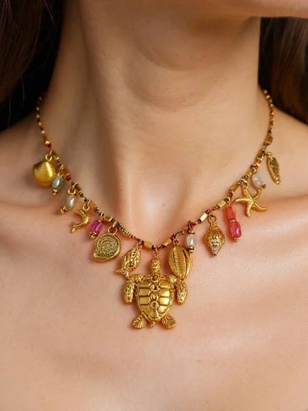 Collier Atena Charm Sea – amulettes dorées avec des motifs marins