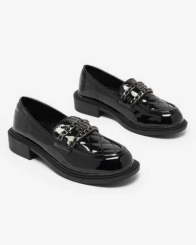 Royalfashion Mocassins noirs laqués avec nez matelassé Kusanna