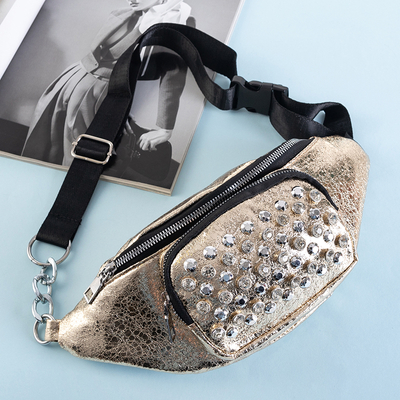 Sac banane doré pour femme avec oxydes de zirconium - Sacs à main