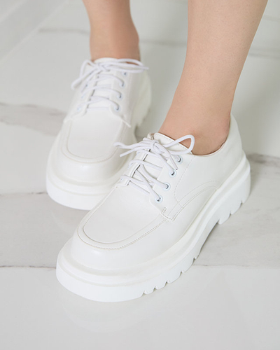 Chaussures basses femme en éco-cuir blanc avec laçage Gerin - Footwear