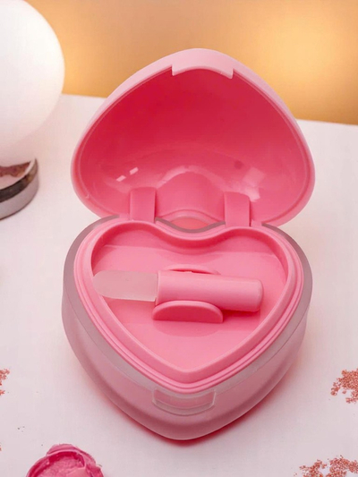 Rouge à lèvres et blush 2-en-1 dans un pot en forme de cœur Rose