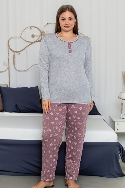 Royalfashion Pyjama Femme en Coton 2-Pièces Papillon GRANDE TAILLE