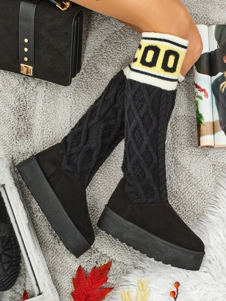 Bottes hautes de type bottes de neige pour femmes avec tige Anane