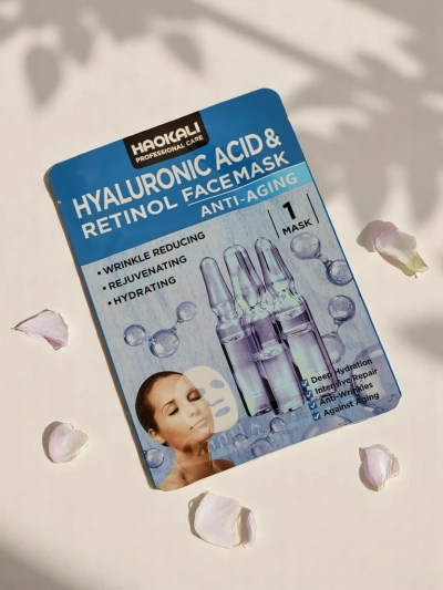 Haokali - Masque facial avec acide hyaluronique et rétinol - hydrate, revitalise et réduit les rides