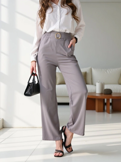 Pantalons larges Royalfashion pour femmes avec une boucle décorative