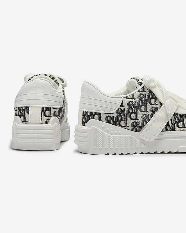 White Printed Sports Sneakers Harrett- Footwear