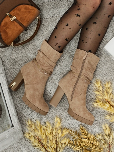 Bottines femme en daim écologique à talons épais BrambleDusk