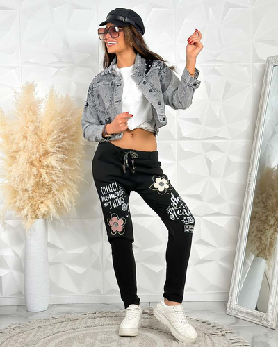 Royalfashion Veste en jean imprimée pour femme