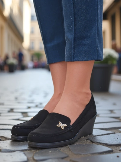 Royalfashion Mocassins pour femmes sur une petite semelle compensée Lomman