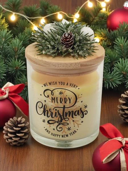 Bougie parfumée de Noël Joyeux Noël Bonne Année