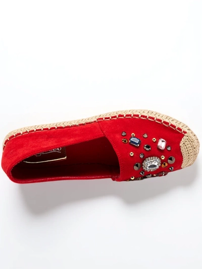 Espadrilles rouges pour femmes en éco-daim avec zircons cubiques Mediros - Footwear