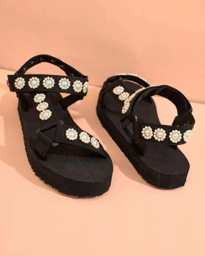 Royalfashion Sandales de sport à semelle plate pour femmes