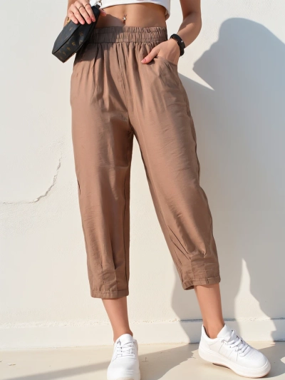 Royalfashion Pantalon droit en tissu pour femmes 7/8