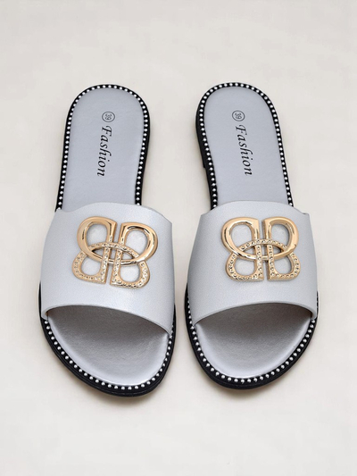 Royalfashion Claquettes plates pour femmes Aura Gold