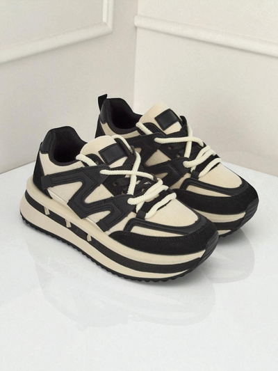 Baskets à plateforme pour femmes Selene Nero en cuir écologique noir