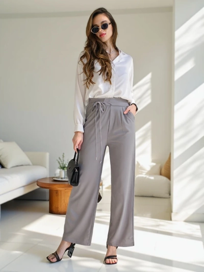 Pantalons larges pour femmes Royalfashion avec lien sur le côté