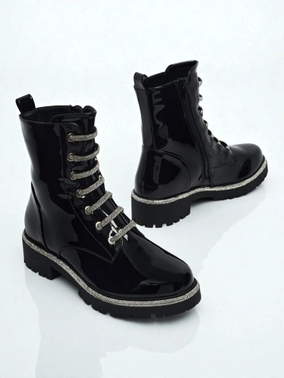 Bottines vernies à lacets pour femmes Fjorra