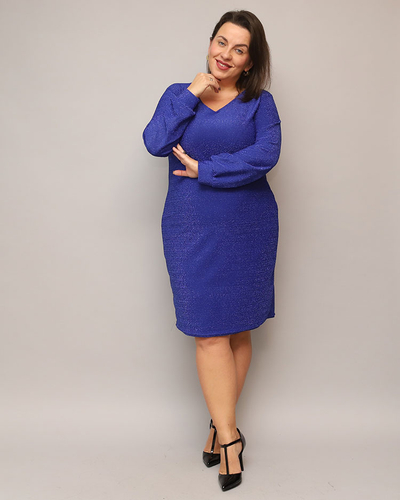 Royalfashion Robe pailletée pour femme avant le genou en bleu marine PLUS SIZE