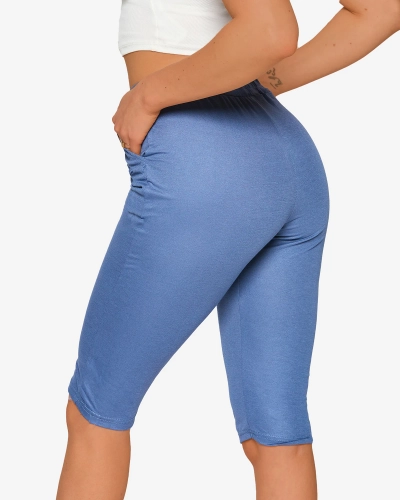 Short 3/4 en tissu pour femme en bleu PLUS SIZE- Clothing