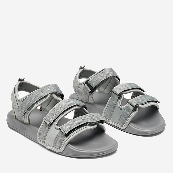 OUTLET Sandales pour hommes gris clair avec velcro Crostal- Footwear