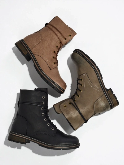 Bottines lacées pour femmes en cuir écologique Ravonna