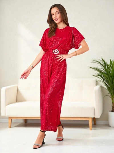 Royalfashion Combinaison longue pour femme avec sequins
