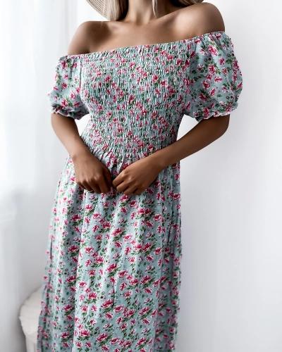 Robe midi à imprimé floral pour femme Mint - Vêtements