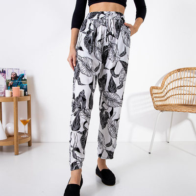 Pantalon blanc femme à motif floral - Vêtements