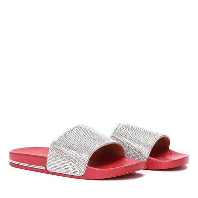 OUTLET Tongs rouges avec zircon cubique Marbella - Footwear
