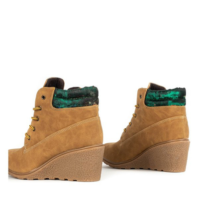 Bottines compensées marron avec empiècement vert et bleu Marona - Footwear
