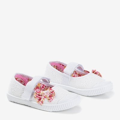 Baskets blanches pour enfants avec un nœud Gloriane - Footwear