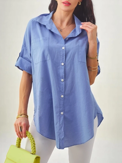 Chemise en coton Royalfashion pour femmes avec des manches 3/4