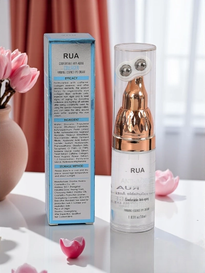 Sérum pour les yeux avec double applicateur à bille, acide hyaluronique et collagène - hydrate, raffermit et régénère
