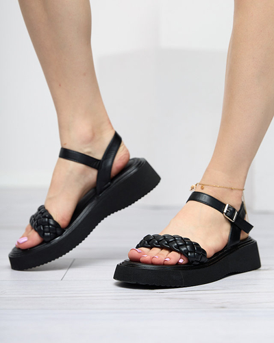 OUTLET Sandales noires pour dames sur une semelle plus épaisse Usinos- Footwear