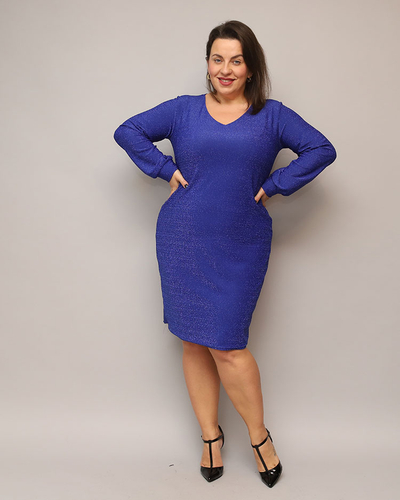 Royalfashion Robe pailletée pour femme avant le genou en bleu marine PLUS SIZE