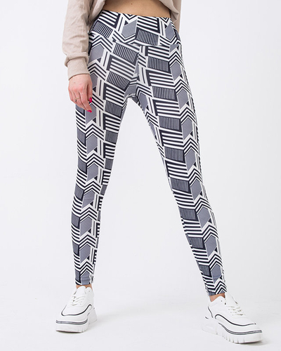 Legging taille haute noir et blanc femme à motifs - Vêtements
