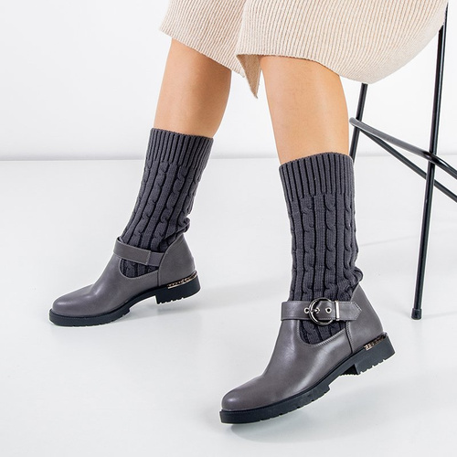 Bottes grises avec une chaussette décorative Kyla - Footwear