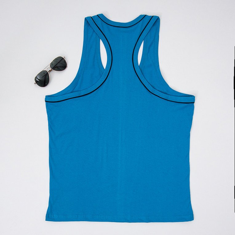 T-shirt sans manches en coton turquoise pour hommes - Vêtements