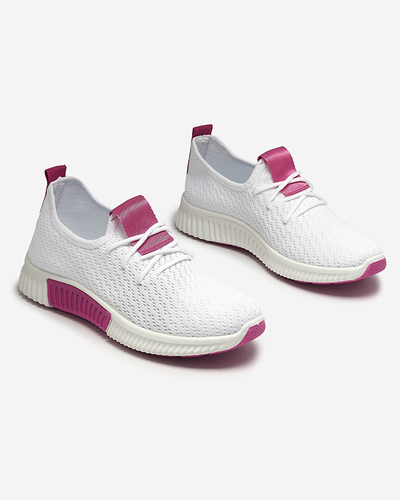 Chaussures de sport blanches pour femmes avec inserts fuchsia Kedeti - Footwear