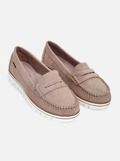 Luna Élégance des mocassins beiges en cuir écologique