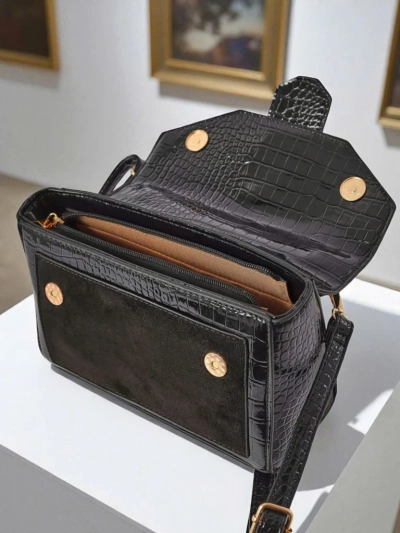 Sac à main pour femmes Cassia Nero classique cuir écologique noir daim élégant